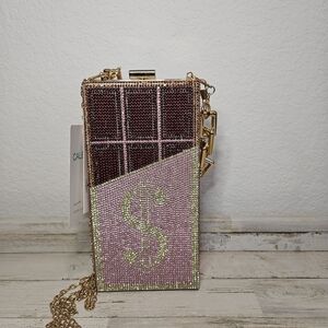 Trina Turk Pink and Gold Beaded Clutch